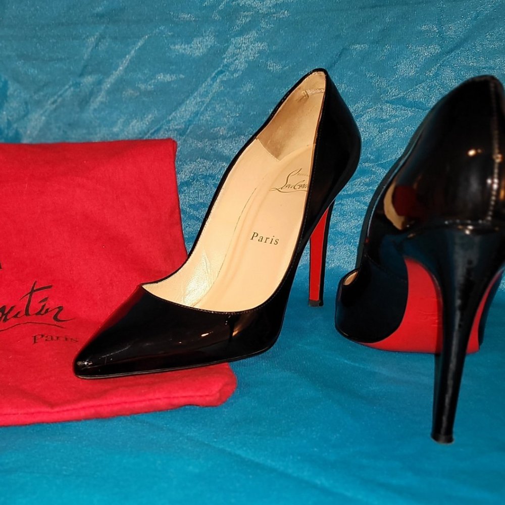 Christian Louboutin Pigalle 100 Pumps, EU Size 39 / US 8, Black Patent Leather